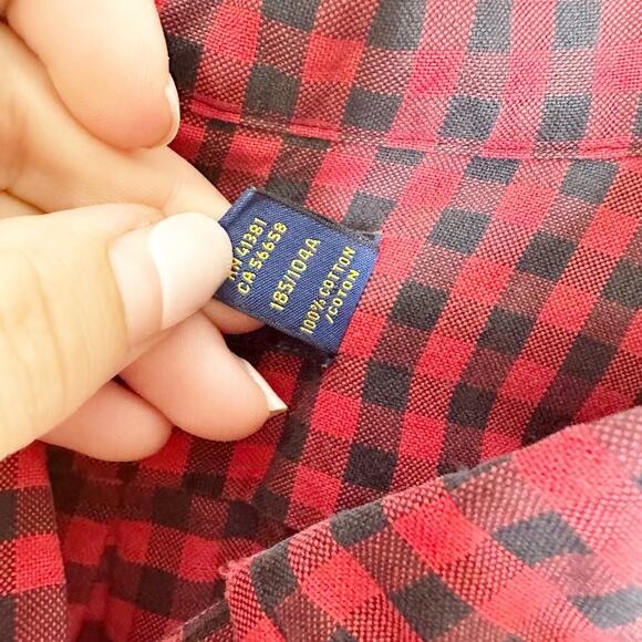 Ralph Lauren Button-Down Shirt Gingham Long Sleeve Collared Red Black Size XL - Picture 8 of 8